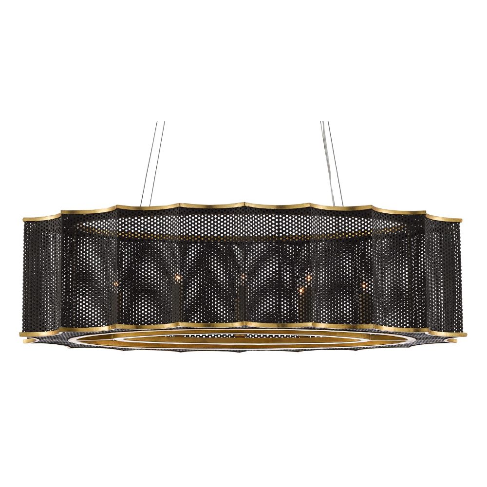 Currey & Company 9000-0512 Nightwood Chandelier in Molé Black/Contemporary Gold Leaf