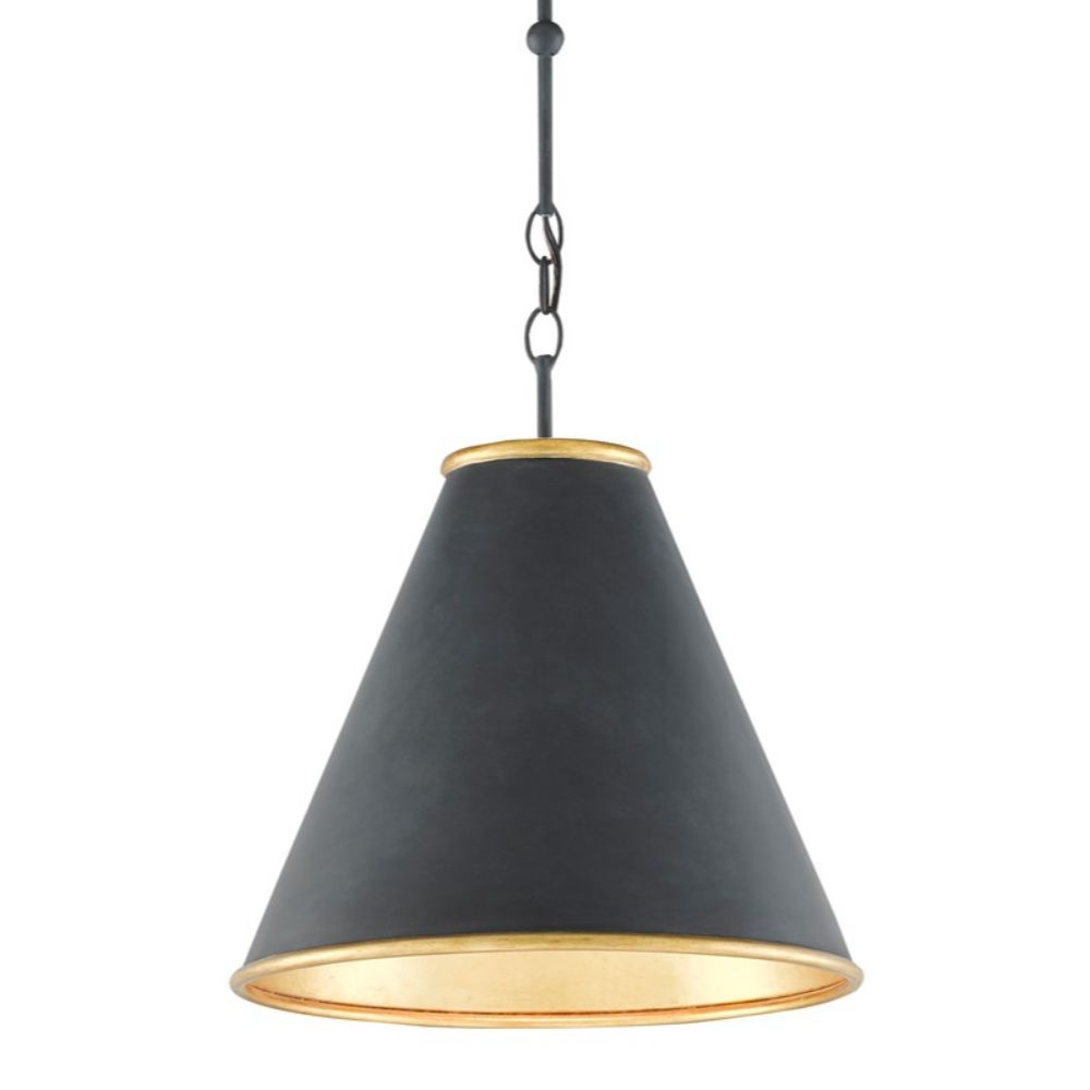 Currey & Company 9000-0534 Pierrepont Black Small Pendant in Antique Black/Contemporary Gold Leaf/Painted Gold
