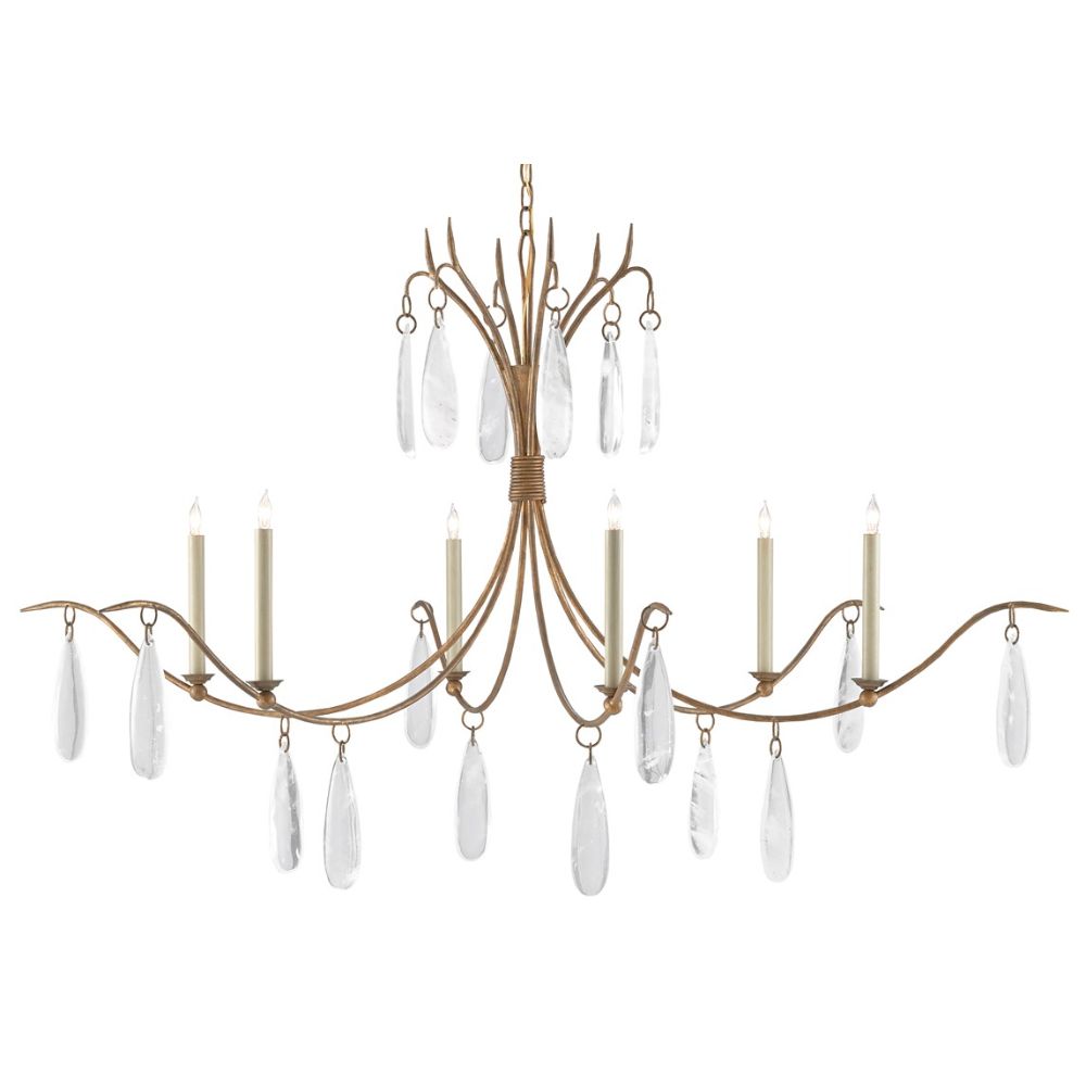 Currey & Company 9000-0545 Marshallia Chandelier in Rustic Gold/Faux Rock Crystal