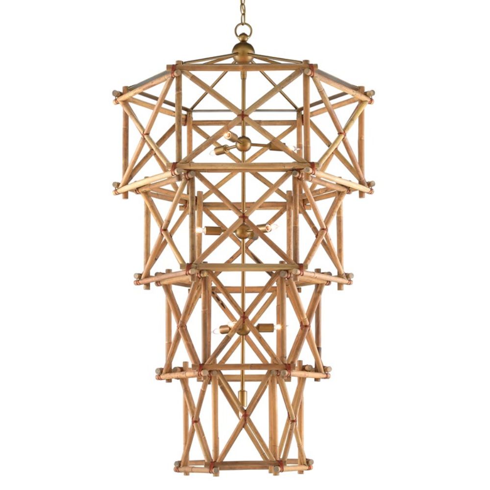 Currey & Company 9000-0554 Kingali Grande Chandelier in Natural/New Brass