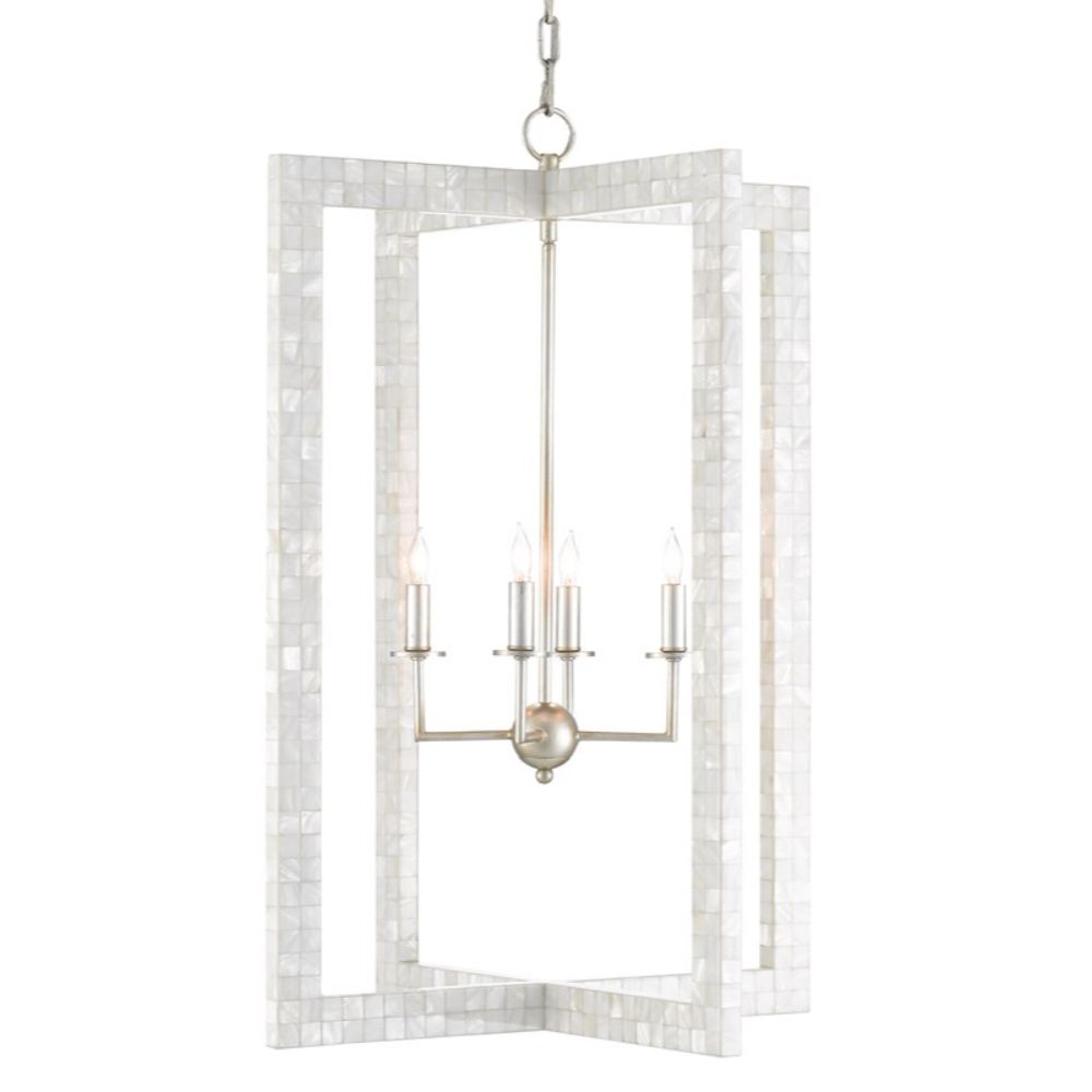 Currey & Company 9000-0575 Arietta Chandelier in Mother of Pearl/Contemporary Silver Leaf