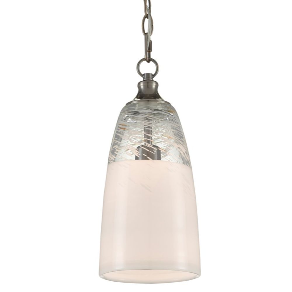 Currey & Company 9000-0600 Assam Pendant in Clear/Opal White/Antique Nickel