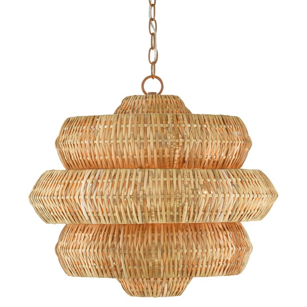 Currey & Company 9000-0604 Antibes Small Chandelier in Khaki/Natural Rattan