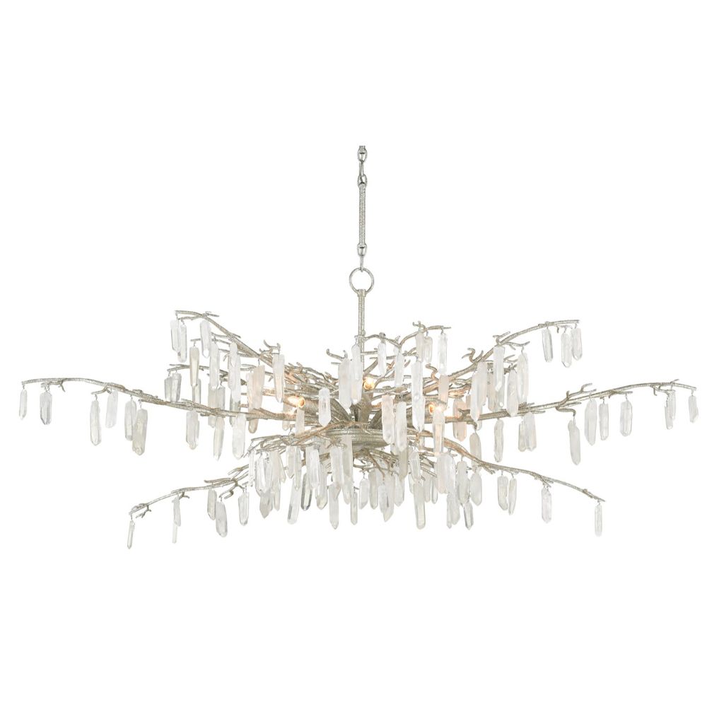 Currey & Company 9000-0608 Forest Dawn Silver Chandelier in Textured Silver