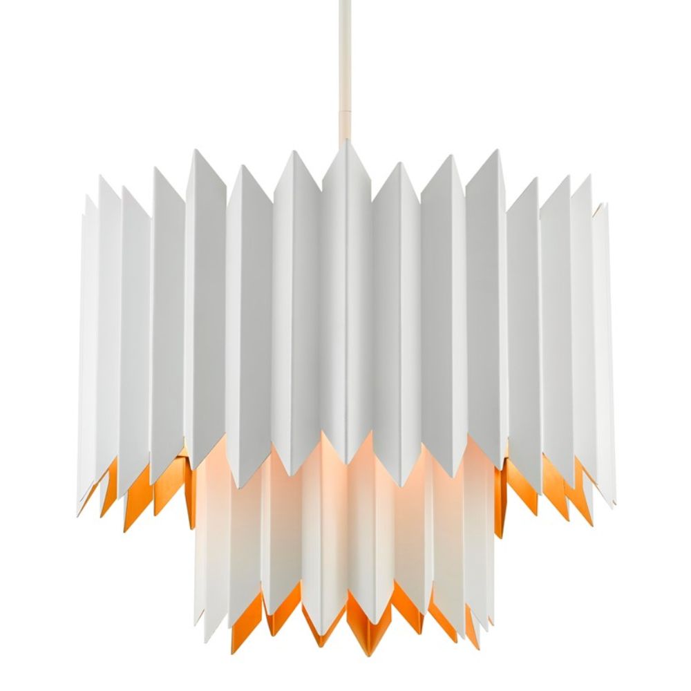 Currey & Company 9000-0632 Syrie Chandelier in Sugar White/Painted Contemporary Gold