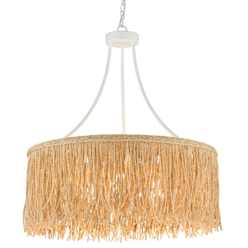 Currey & Company 9000-0648 Samoa Chandelier in Gesso White/Natural Rope
