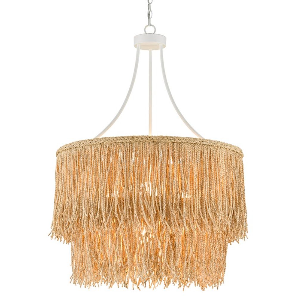 Currey & Company 9000-0649 Samoa Two-Tiered Chandelier in Gesso White/Natural Rope