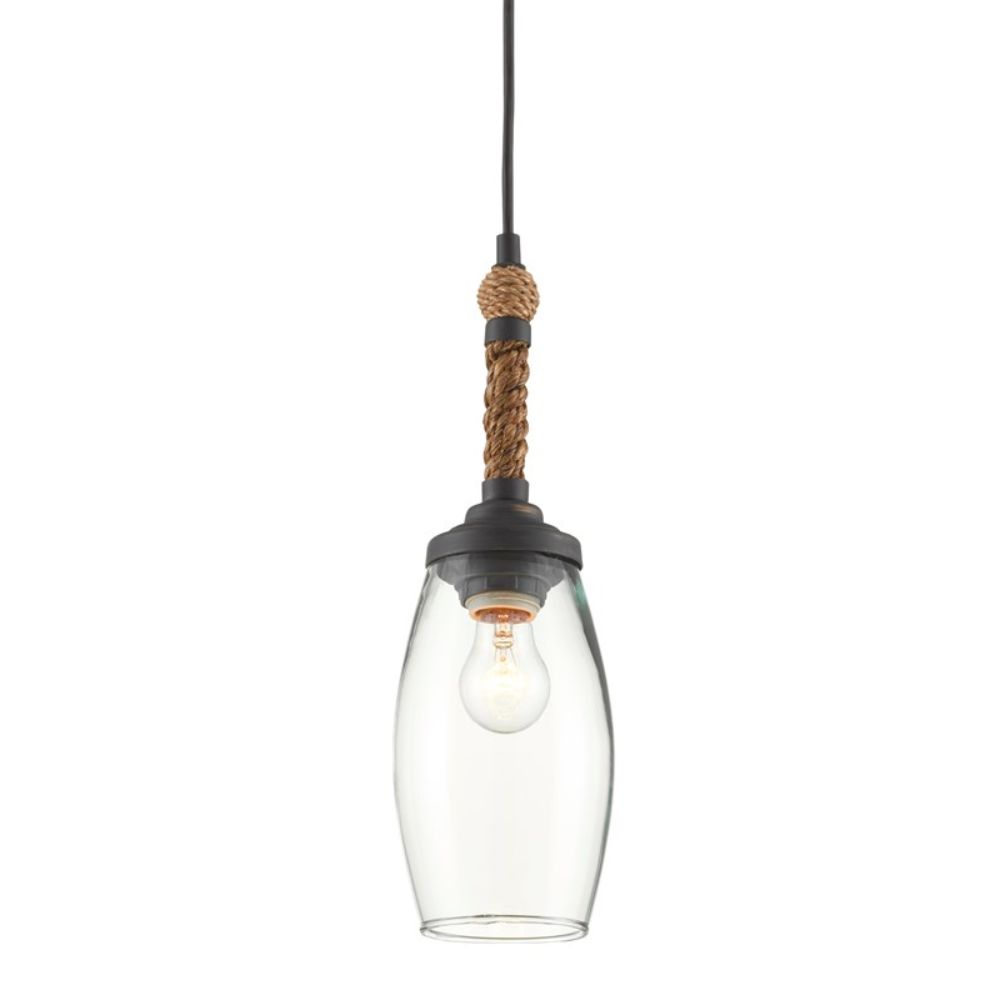 Currey & Company 9000-0650 Hightider Pendant in French Black/Natural Rope