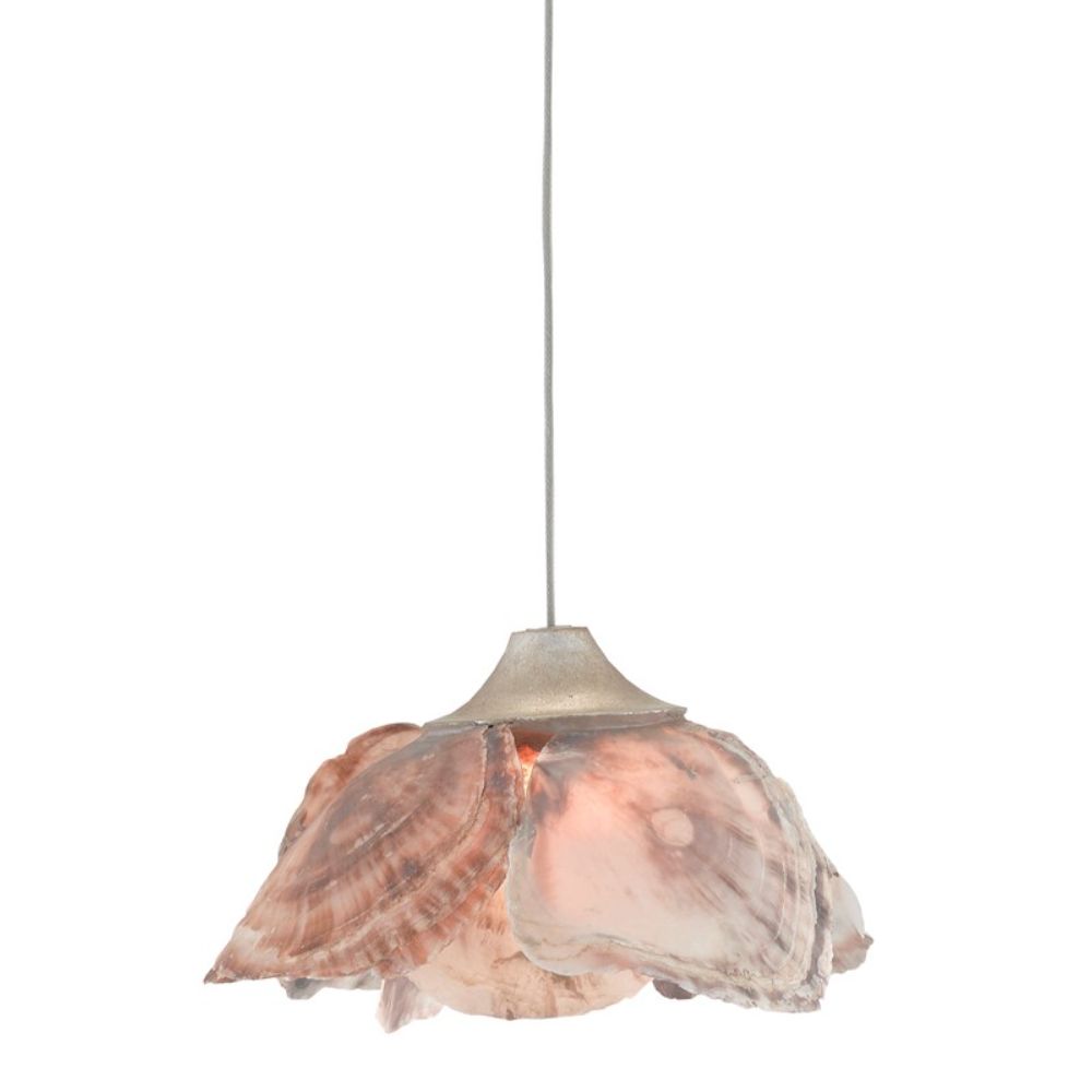 Currey & Company 9000-0674 Catrice 1-Light Multi-Drop Pendant in Painted Silver/Contemporary Silver Leaf/Natural Shell