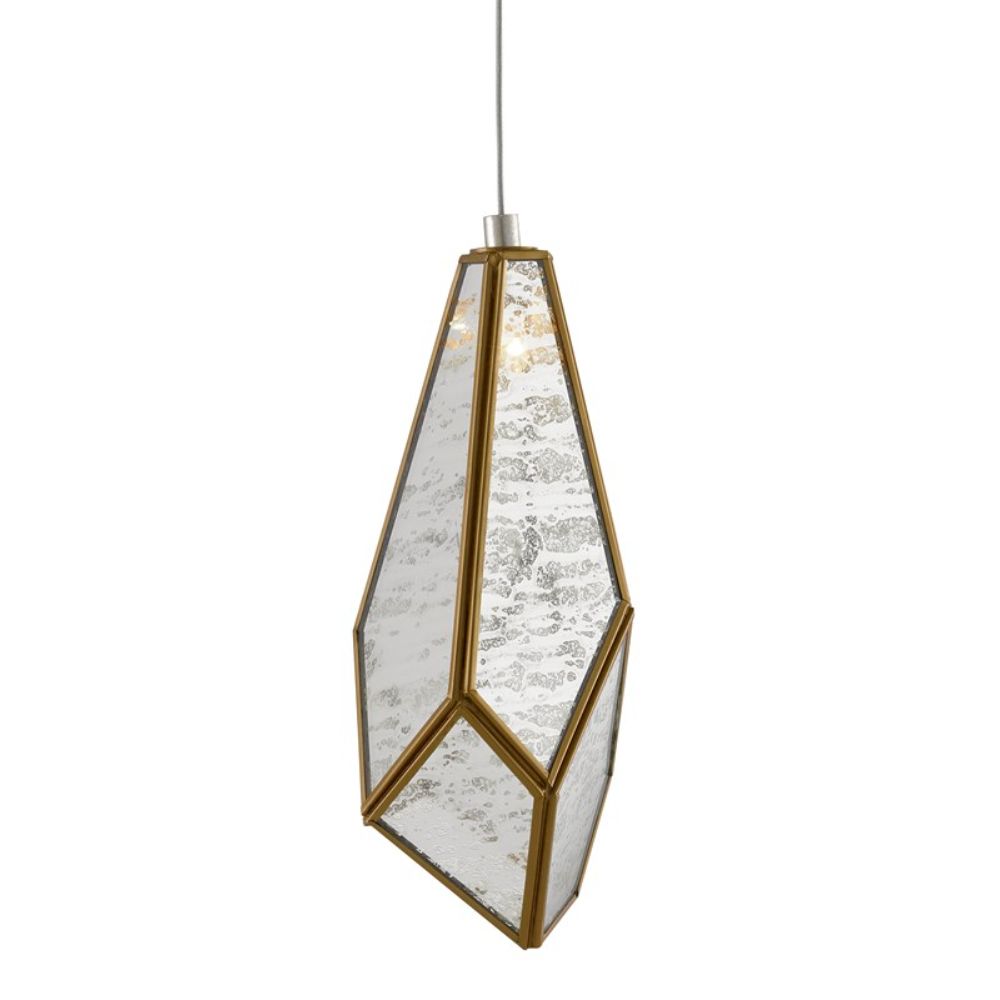 Currey & Company 9000-0702 Glace 1-Light Multi-Drop Pendant in Painted Silver/Antique Brass
