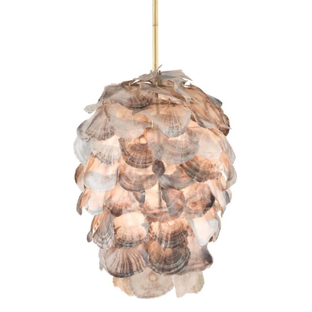 Currey & Company 9000-0736 Cruselle Pendant in Contemporary Gold Leaf/Painted Gold/Natural Shell