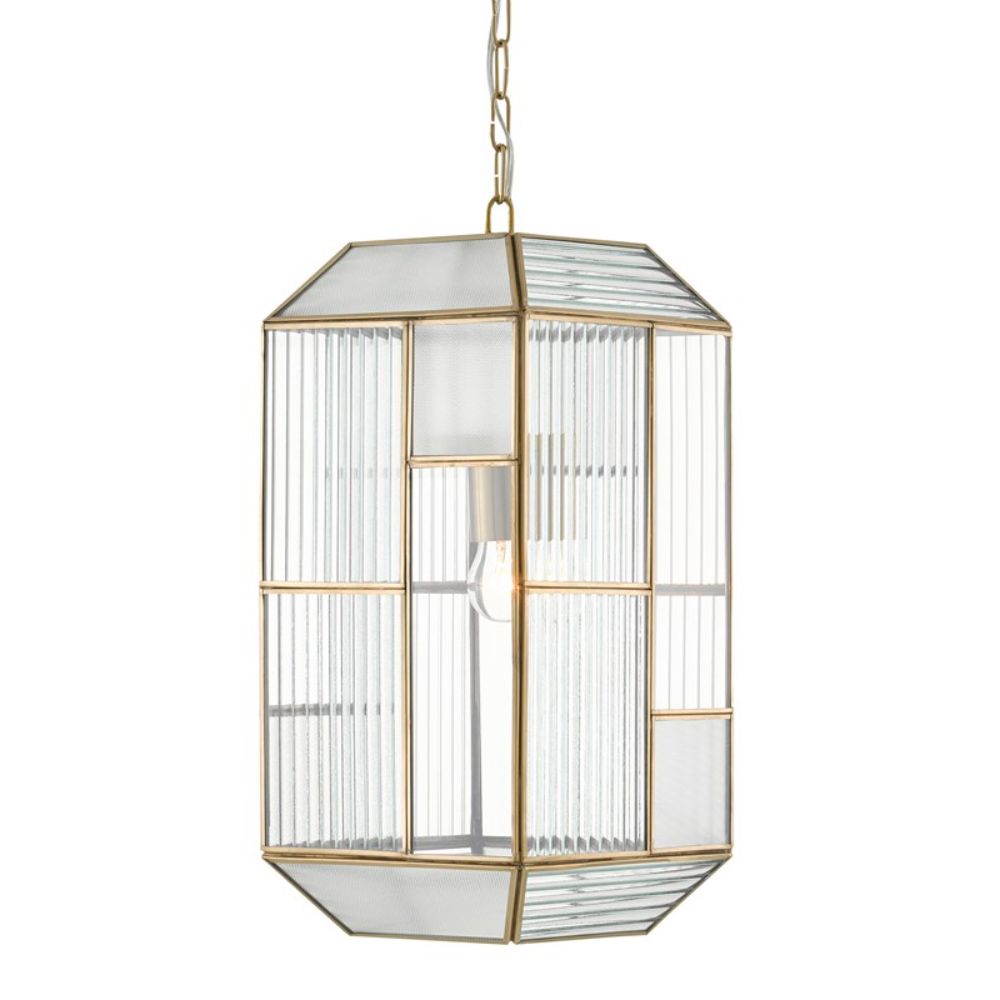 Currey & Company 9000-0749 Bardolph Pendant in Antique Brass/Clear