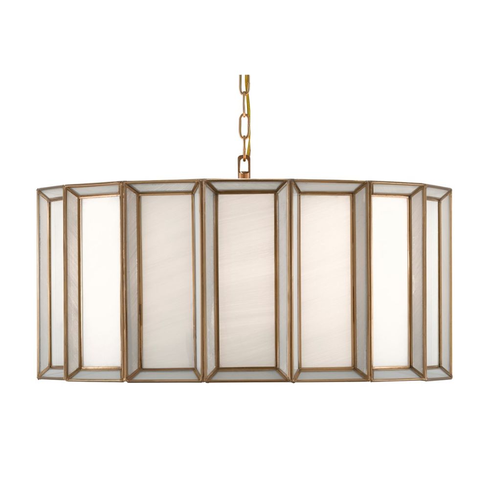 Currey & Company 9000-0750 Daze Large Pendant in Antique Brass/White
