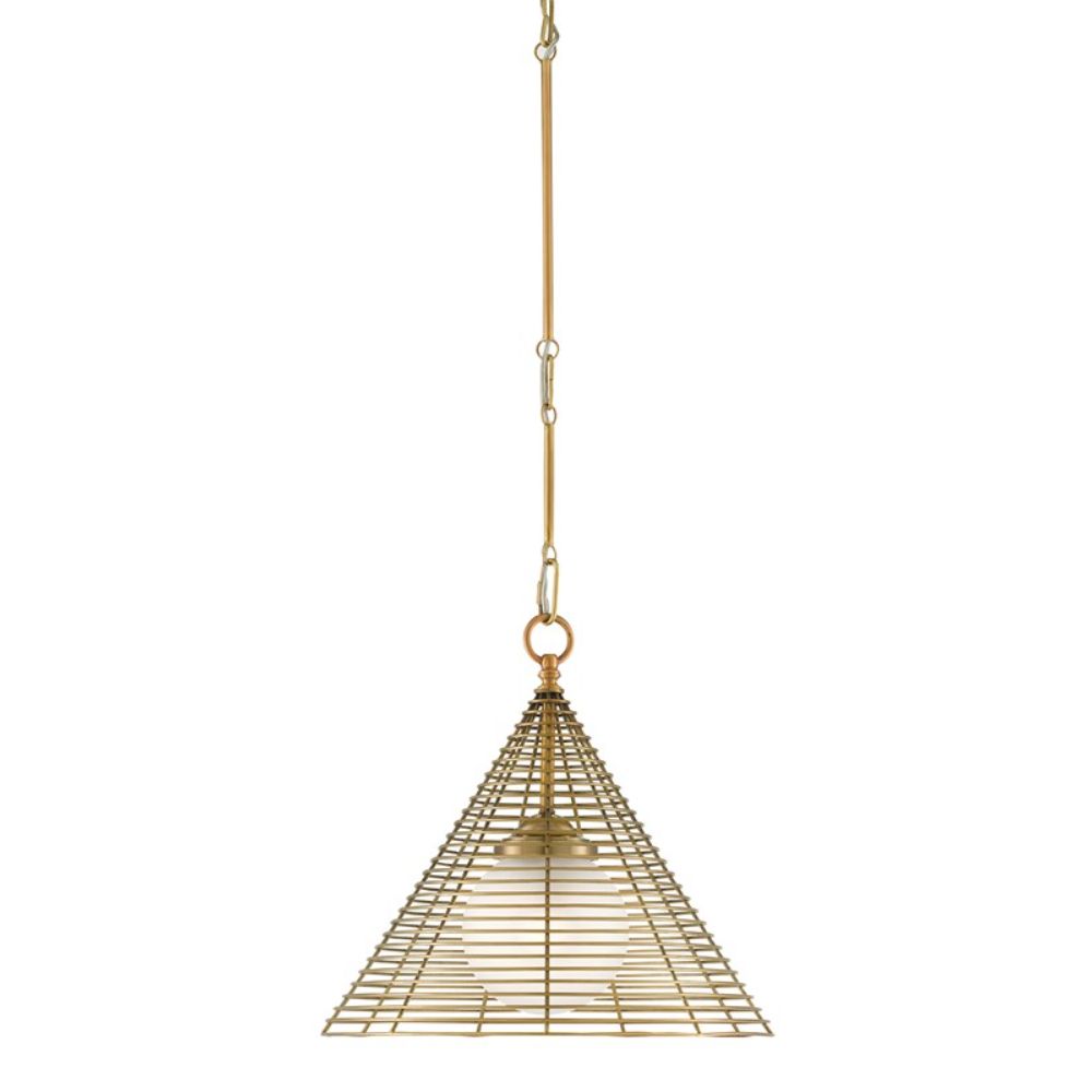 Currey & Company 9000-0760 Nadir Pendant in Antique Brass/Frosted Glass
