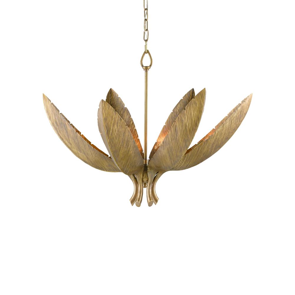 Currey & Company 9000-0766 Bird of Paradise Chandelier in Antique Brass