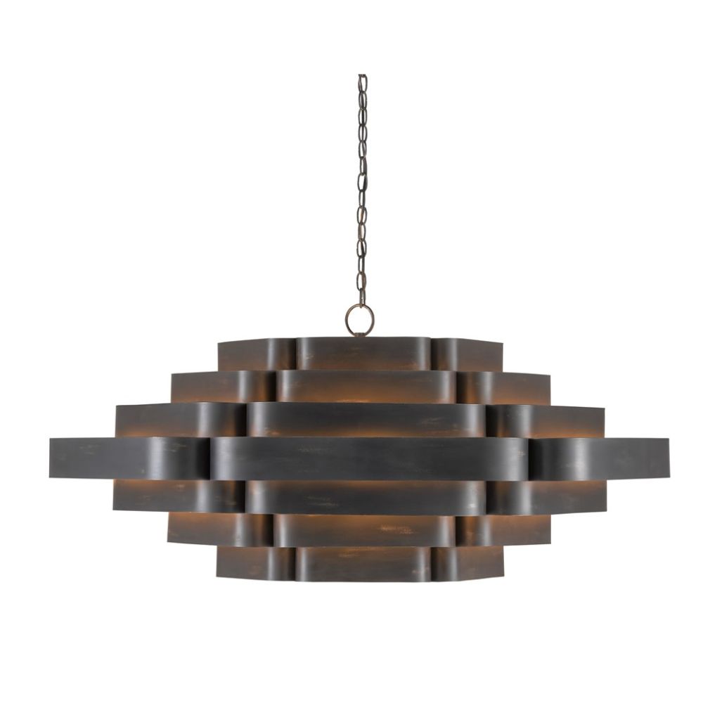 Currey & Company 9000-0775 Bailey Chandelier in French Black/Contemporary Gold Leaf
