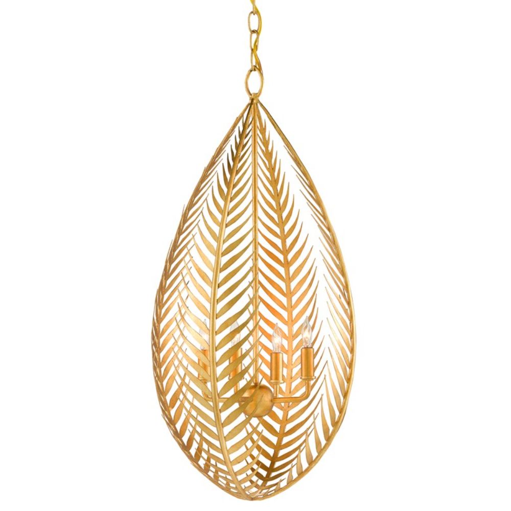 Currey & Company 9000-0783 Queenbee Palm Chandelier in Contemporary Gold Leaf