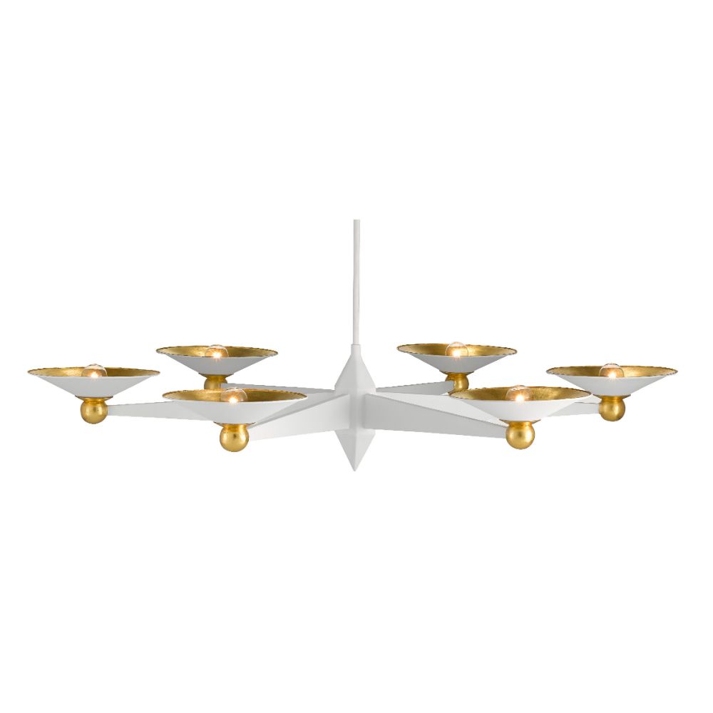 Currey & Company 9000-0796 Moderne Chandelier in Gesso White/Contemporary Gold Leaf