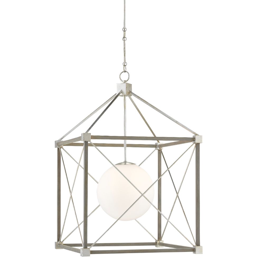 Currey & Company 9000-0808 Glendenning Chandelier in Contemporary Silver Leaf/Chateau Gray
