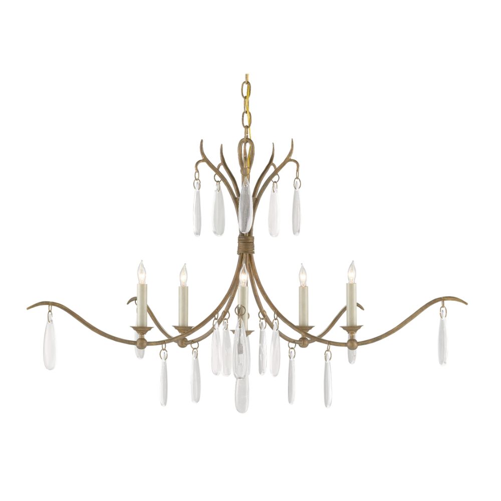 Currey & Company 9000-0810 Marshallia Small Chandelier in Rustic Gold/Faux Rock Crystal