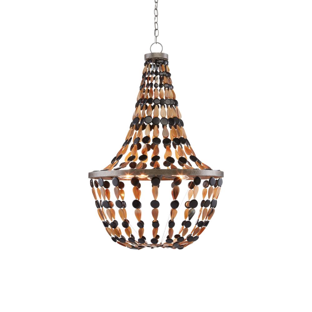 Currey & Company 9000-0811 Osterley Chandelier in Light Mole/Black/Natural