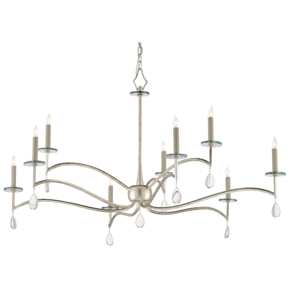 Currey & Company 9000-0815 Serilana Large Silver Chandelier in Antique Silver Leaf/Natural