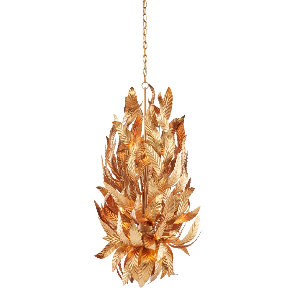 Currey & Company 9000-0832 Apollo Leaf Chandelier in Contemporary Gold Leaf / Painted Contemporary Gold