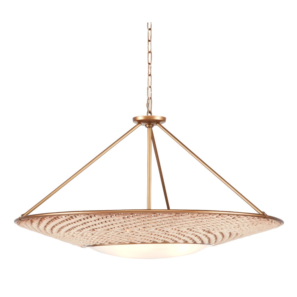 Currey & Company 9000-0868 Monsoon Chandelier in Antique Brass / Natural Rope