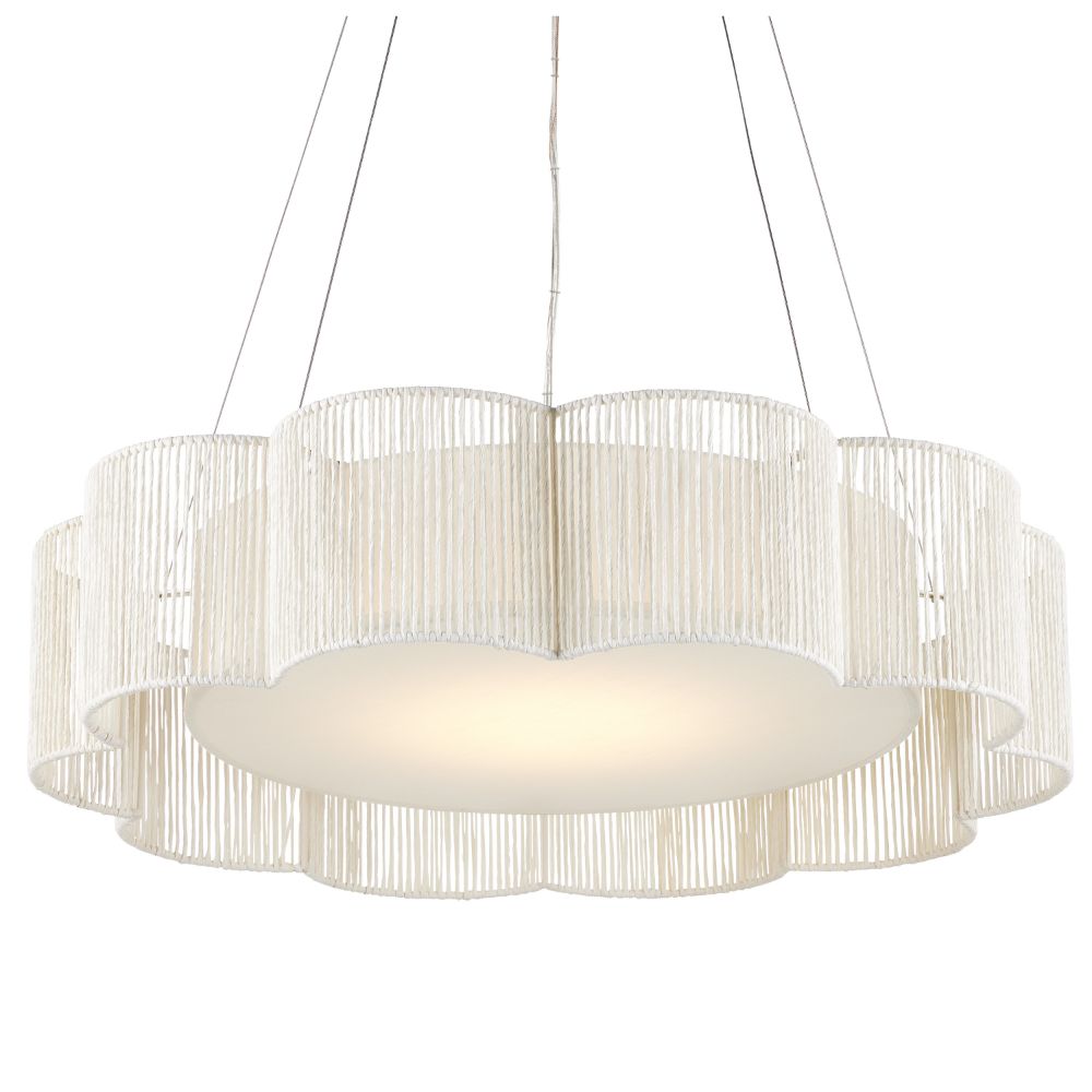 Currey & Company 9000-0923 Ancroft Chandelier in White / Contemporary Silver Leaf