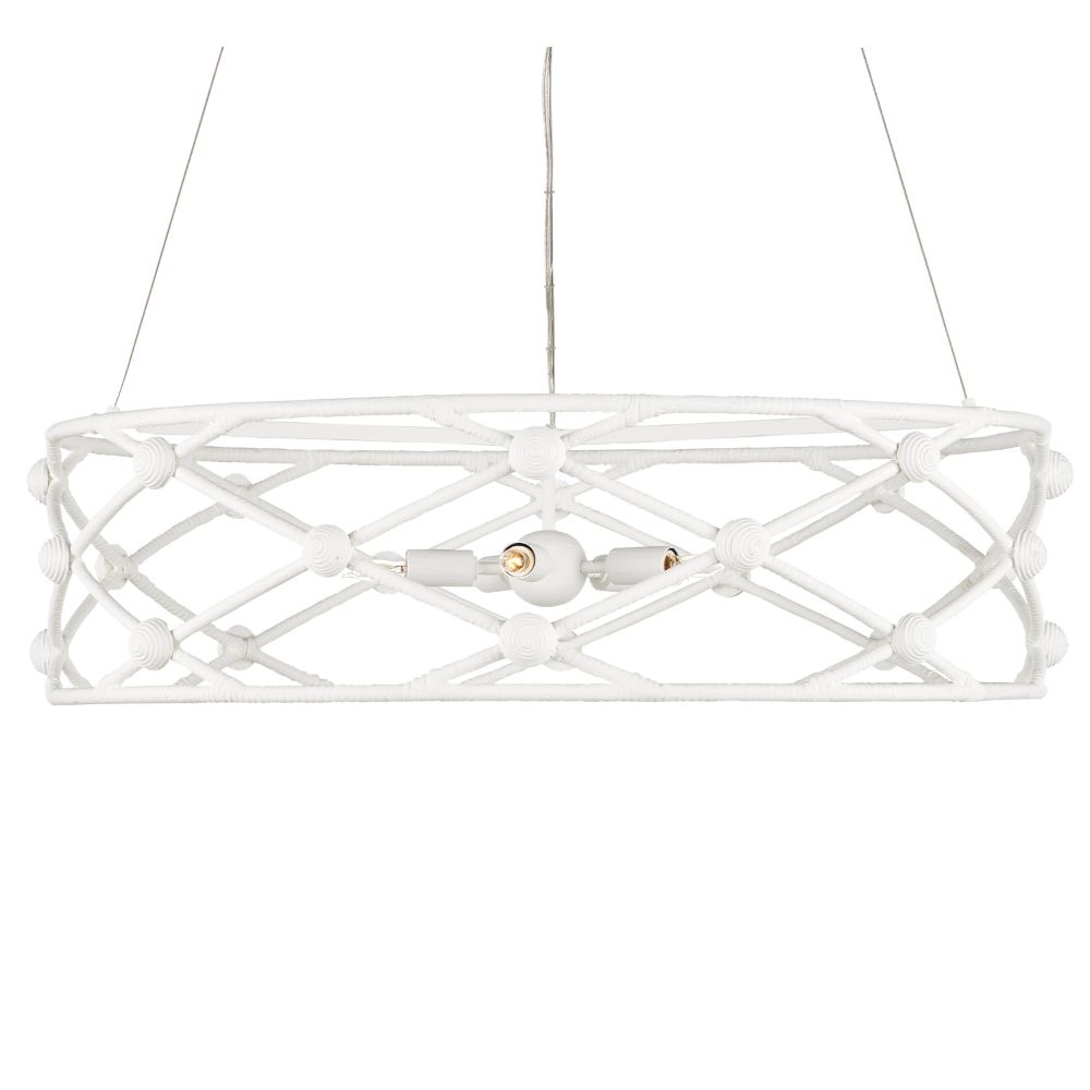 Currey & Company 9000-0928 Sefrou Chandelier in Gesso White/Natural Rattan