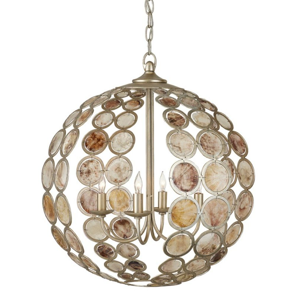 Currey & Company 9000-0935 Tartufo Capiz Chandelier in Contemporary Silver Leaf/Natural
