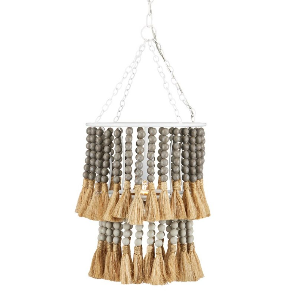 Currey & Company 9000-0958 St. Barts Taupe Pendant in Sugar White/Taupe/Dove Gray/Natural