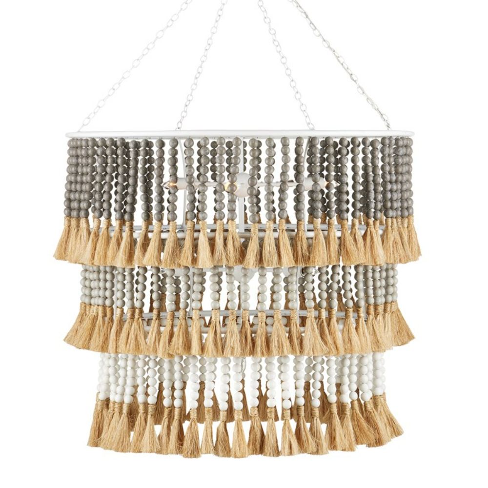 Currey & Company 9000-0959 St. Barts Taupe Chandelier in Sugar White/Taupe/Dove Gray/Natural