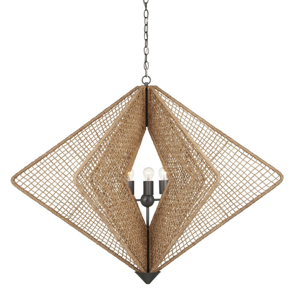 Currey & Company 9000-0965 Shizen Chandelier in Natural Rope / Hiroshi Gray