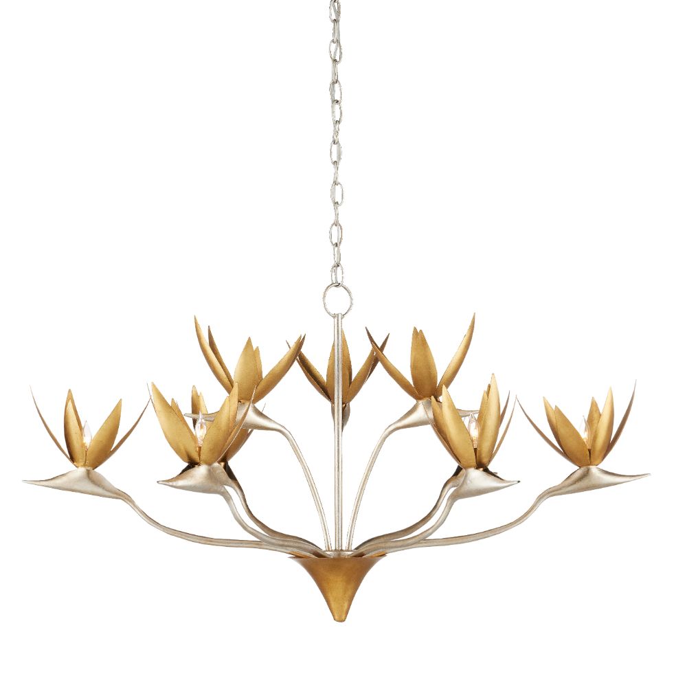 Currey & Company 9000-0973 Paradiso Chandelier in Contemporary Silver Leaf / Contemporary Gold Leaf / Contemporary Gold