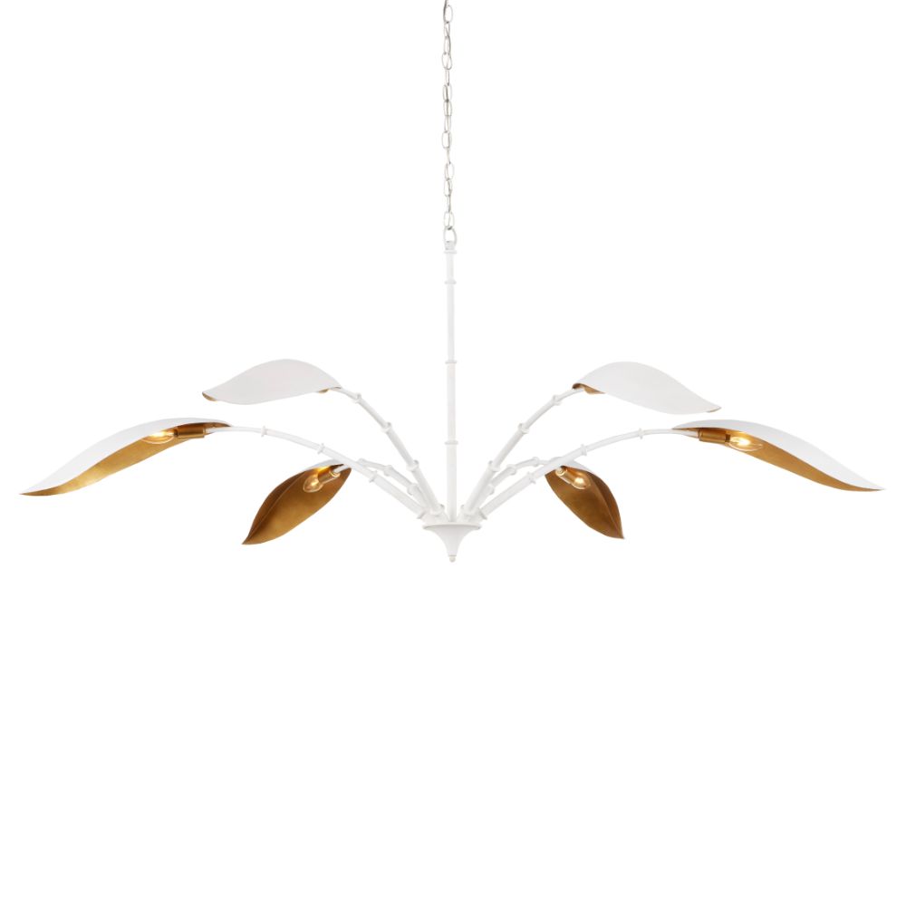 Currey & Company 9000-0974 Yuriko Chandelier in Gesso White / Contemporary Gold Leaf