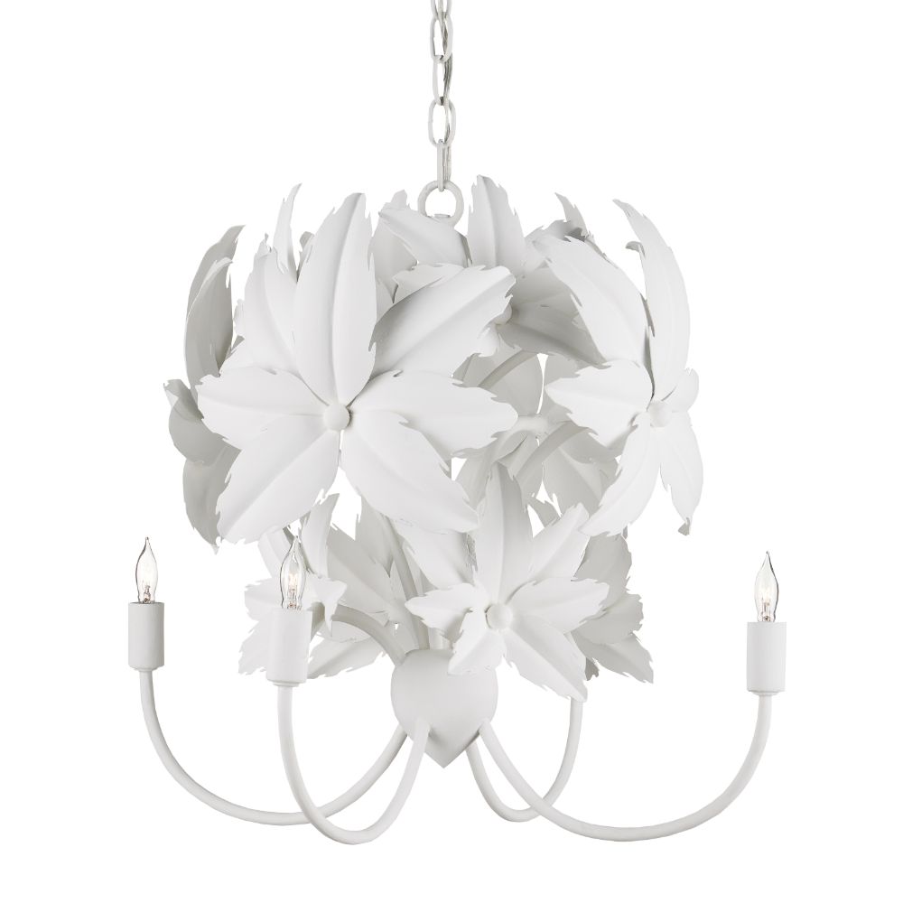 Currey & Company 9000-0987 Sweetbriar Chandelier in Gesso White/Painted Gesso White