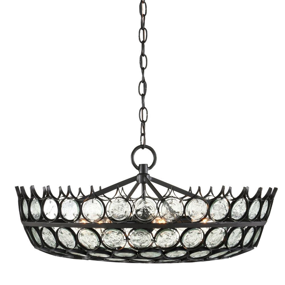Currey & Company 9000-0991 Augustus Small Chandelier in Satin Black/Clear
