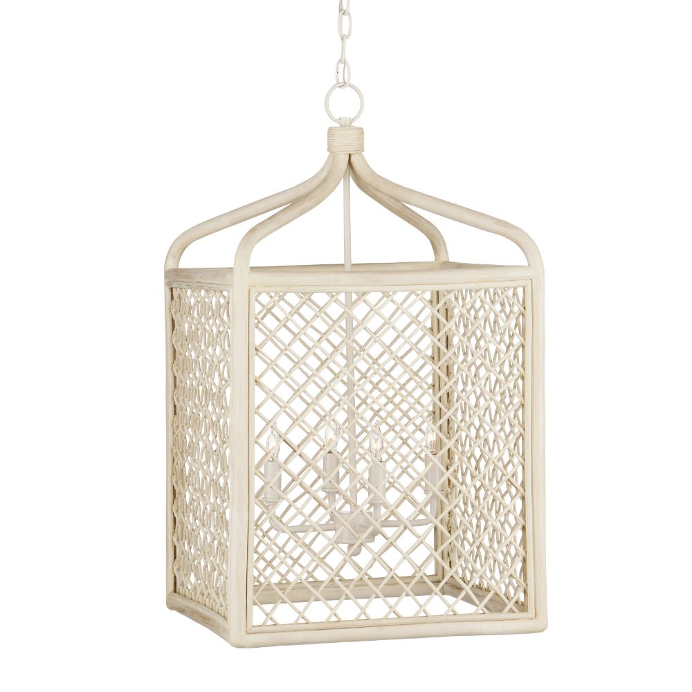 Currey & Company 9000-0994 Wanstead Lantern in Bleached Natural/Vanilla