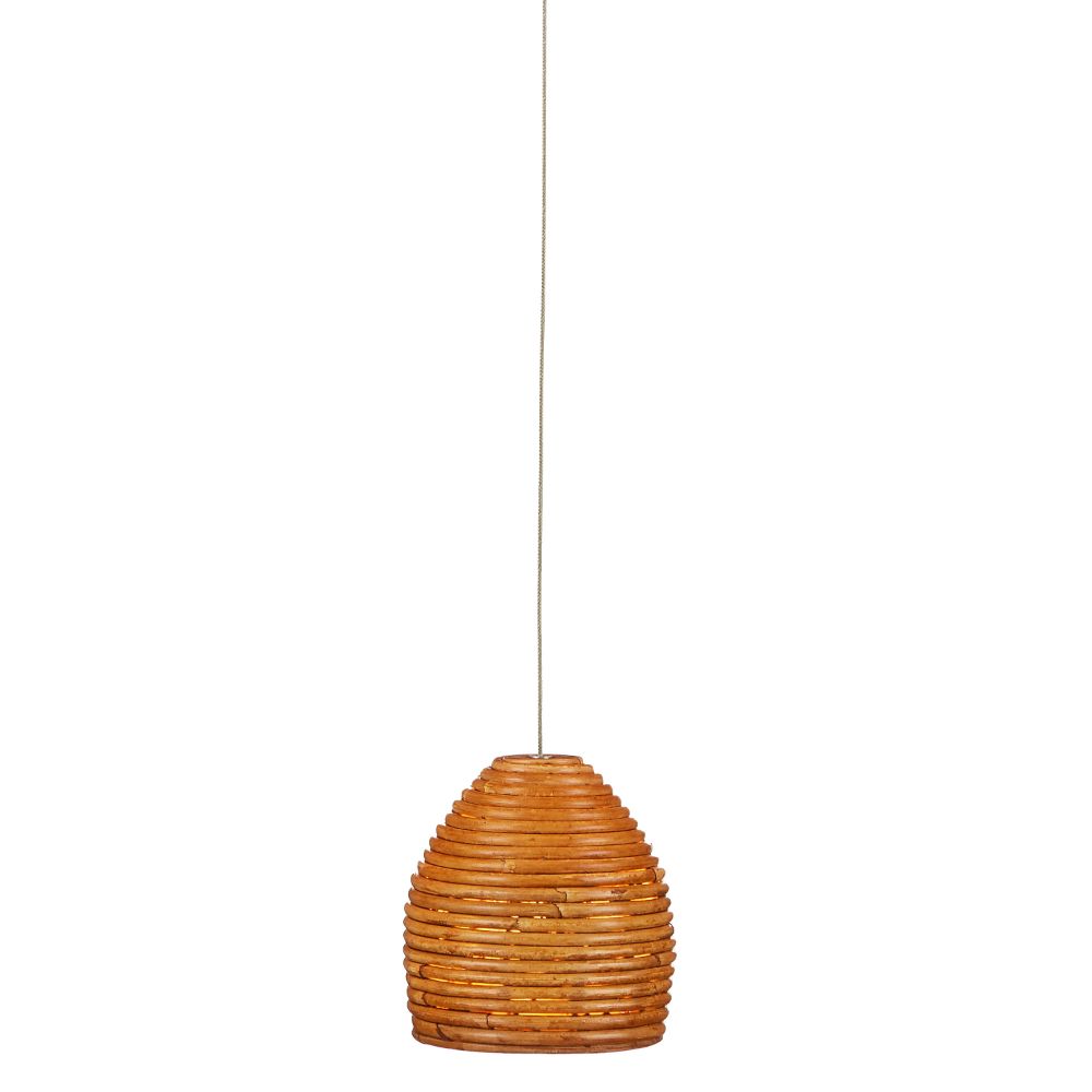 Currey & Company 9000-0998 Beehive 1-Light Multi-Drop Pendant in Natural Rattan / Silver