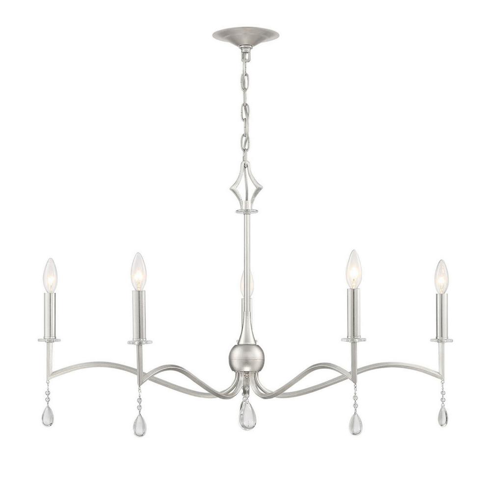 Currey & Company 9000-2002 Vivienne Statement 4-Light Silver and Crystal Chandelier in Antique Silver Leaf
