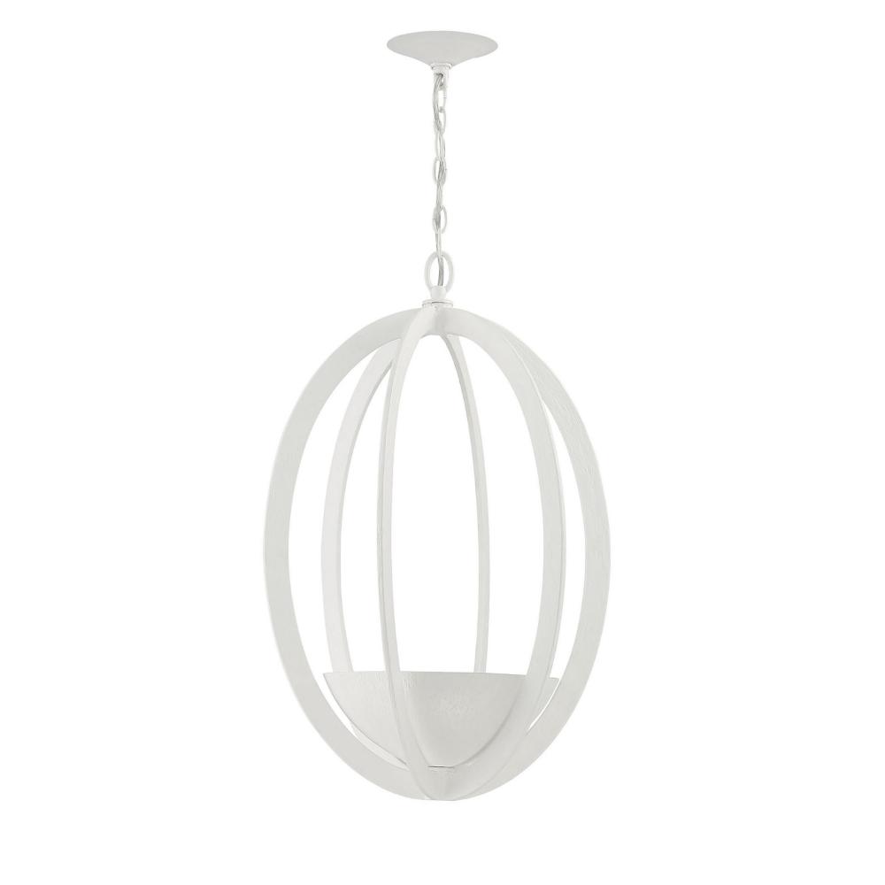 Currey & Company 9000-2004 Eclipse 2-Light Contemporary White Oval Chandelier in Gesso / White