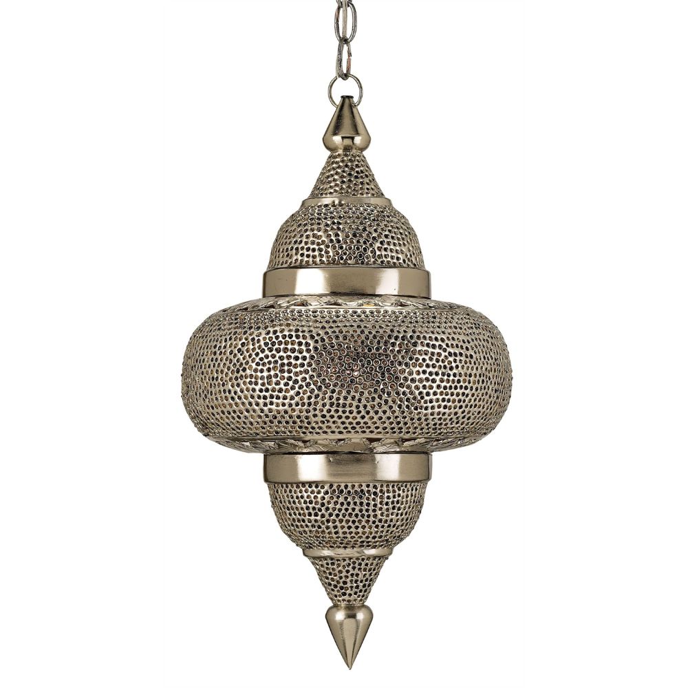 Currey & Company 9103 Tangiers Pendant in Nickel/Copper/Lacquer/Amber