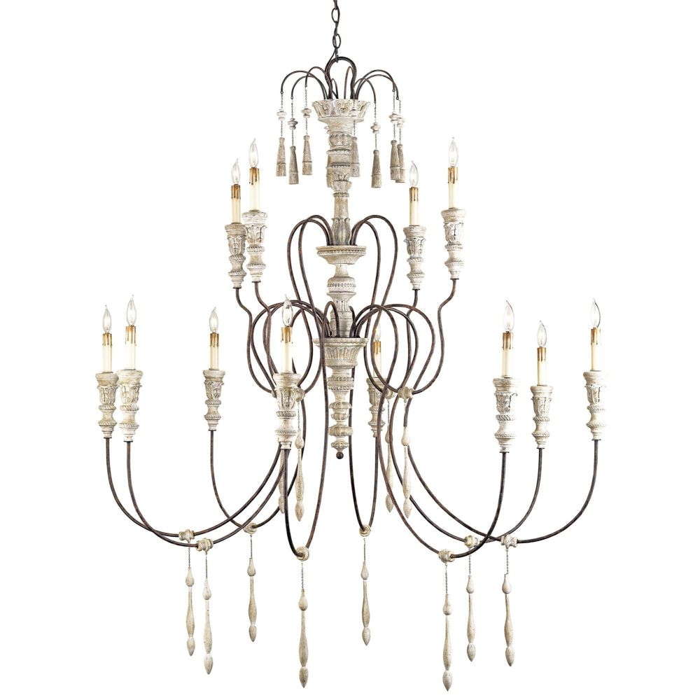 Currey & Company 9117 Hannah Large Chandelier in Stockholm White/Rust