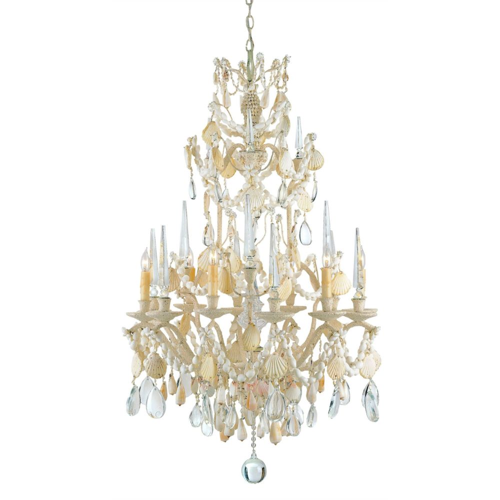 Currey & Company 9162 Buttermere Chandelier in Natural/Crushed Shell