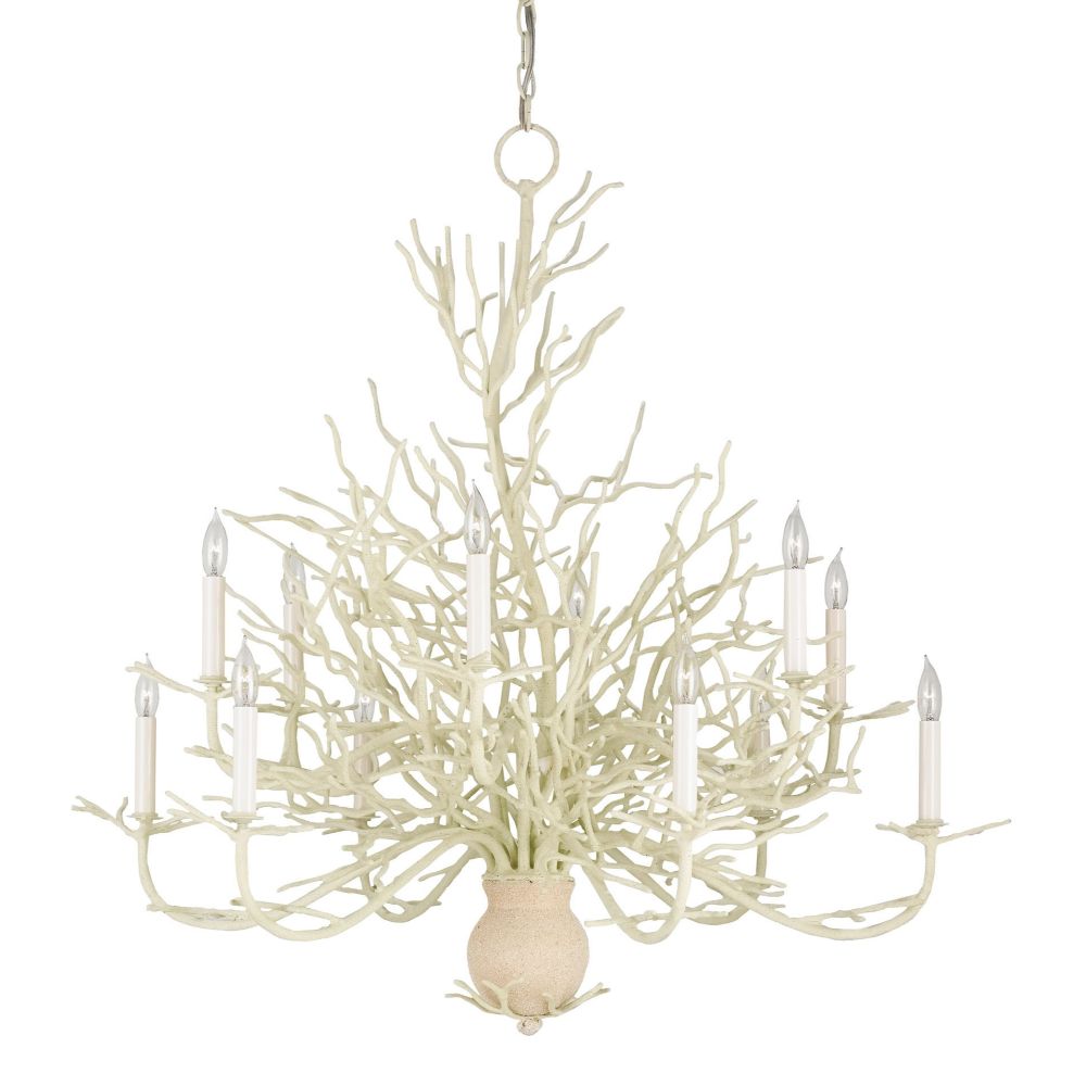 Currey & Company 9188 Seaward Large Chandelier in White Coral/Natural Sand