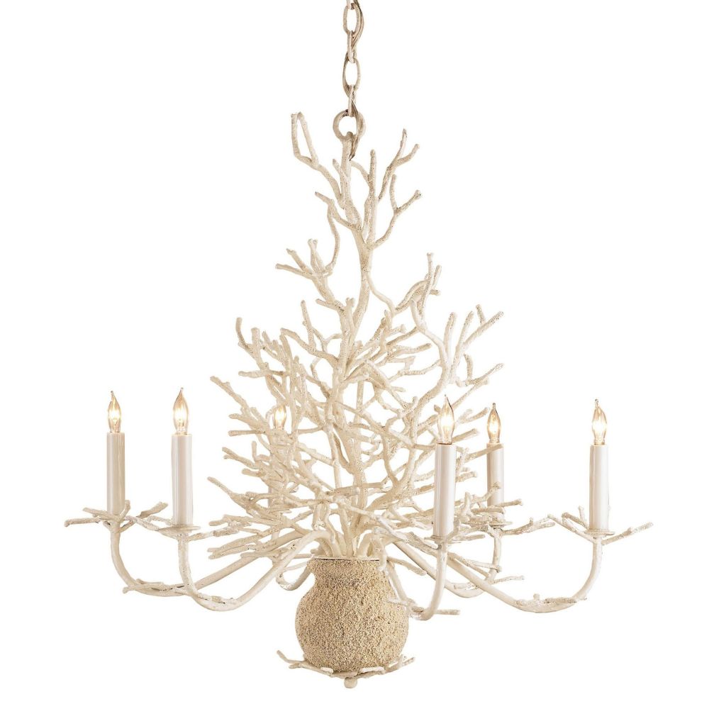 Currey & Company 9218 Seaward Small Chandelier in White Coral/Natural Sand