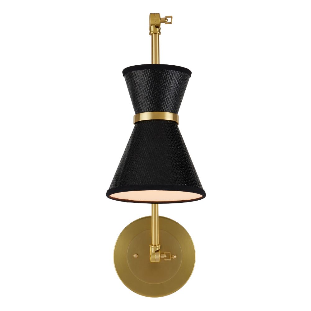 Currey & Company 5000-0237 Avignon Wall Sconce in Polished Brass/Black