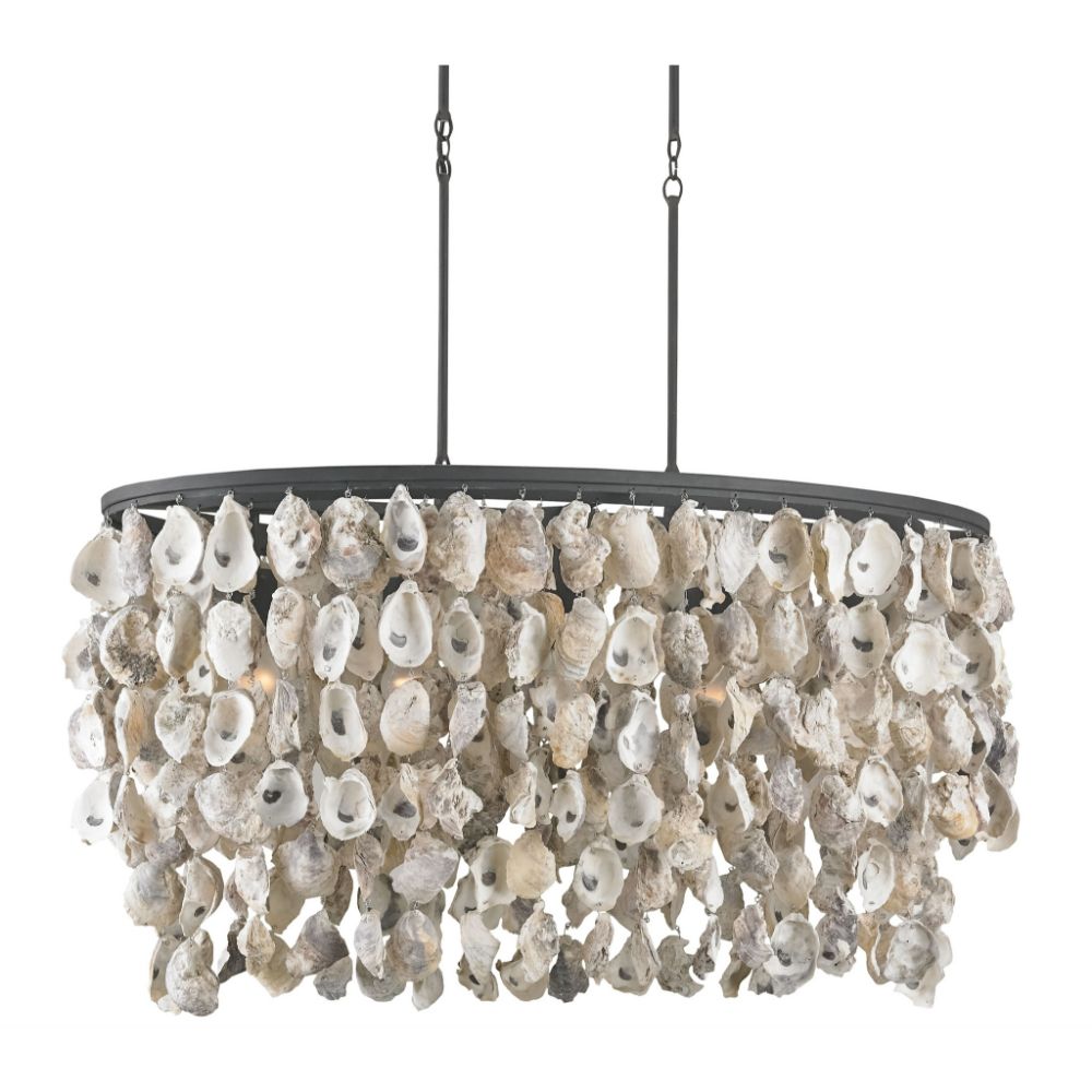 Currey & Company 9492 Stillwater Oval Chandelier in Natural/Blacksmith
