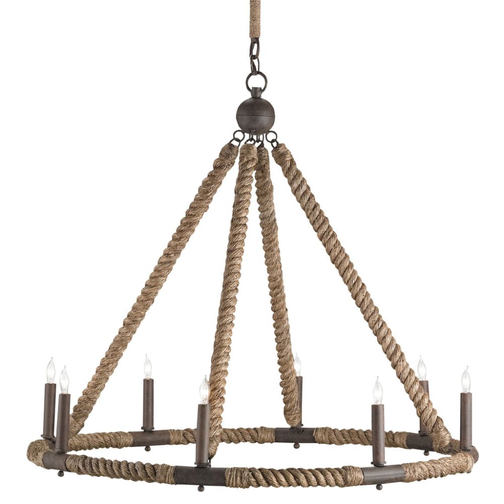 Currey & Company 9536 Bowline Chandelier in Natural/Rust